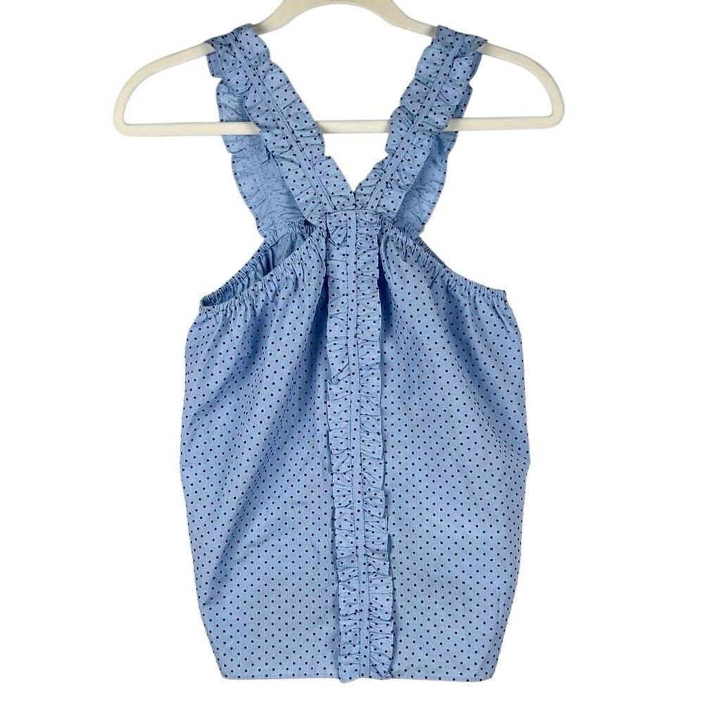 New! NWT Waverly Grey Liberant Anthropologie Chambray Ruffle Pin Dot Berlin Blou